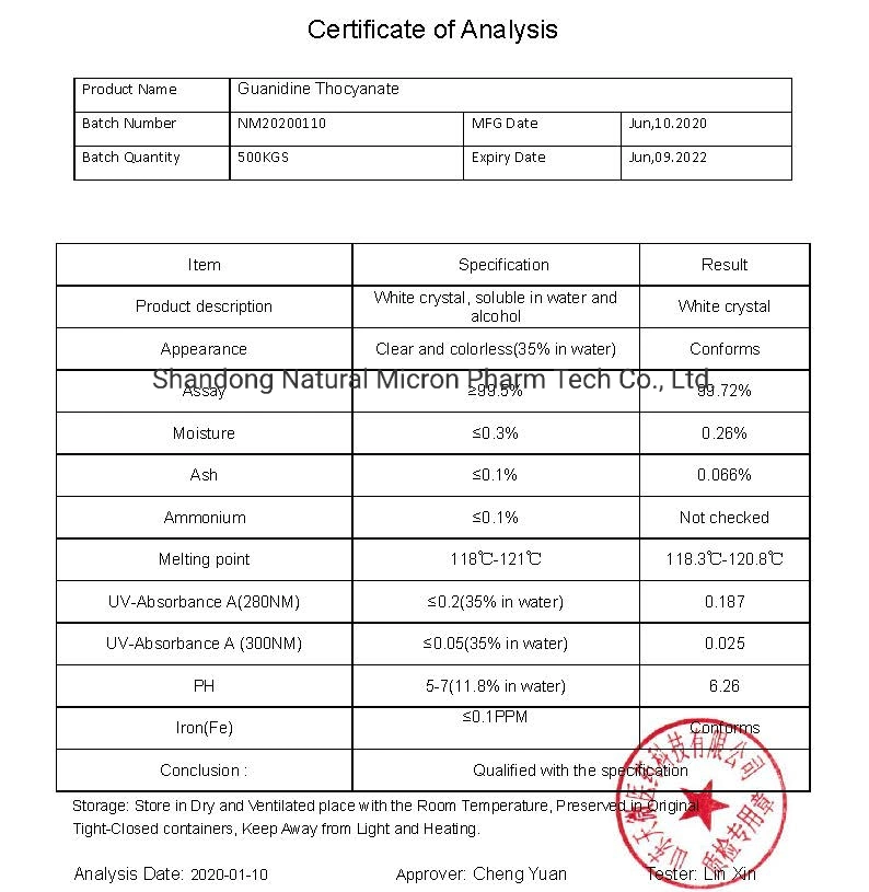 Hot Selling Guanidine Thiocyanate CAS No 593-84-0